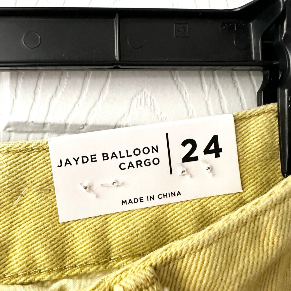 PacSun NWT Jayde Balloon Cargo Yellow Baggy Pants Waist 24 New With Canvas Belt - Picture 11 of 14